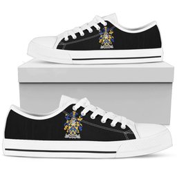 Irish Reeves Coat of Arms Family Crest Ireland Low Top Shoes (Women's/Men's) Black/ White Irish Shoes