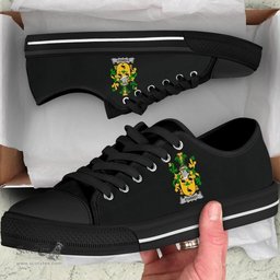 Irish Starkey Coat of Arms Family Crest Ireland Low Top Shoes (Women's/Men's) Black/ White Irish Shoes