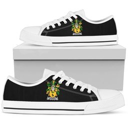 Irish Starkey Coat of Arms Family Crest Ireland Low Top Shoes (Women's/Men's) Black/ White Irish Shoes