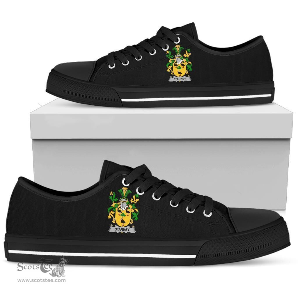 Irish Starkey Coat of Arms Family Crest Ireland Low Top Shoes (Women's/Men's) Black/ White Irish Shoes