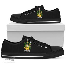 Irish Starkey Coat of Arms Family Crest Ireland Low Top Shoes (Women's/Men's) Black/ White Irish Shoes