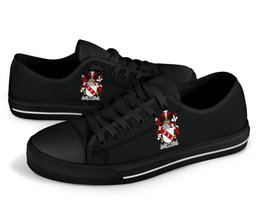 Irish Ring or O'Ring Coat of Arms Family Crest Ireland Low Top Shoes (Women's/Men's) Black/ White Irish Shoes