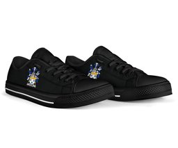 Irish Stone Coat of Arms Family Crest Ireland Low Top Shoes (Women's/Men's) Black/ White Irish Shoes