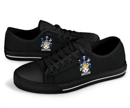 Irish Stone Coat of Arms Family Crest Ireland Low Top Shoes (Women's/Men's) Black/ White Irish Shoes
