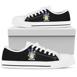 Irish Stone Coat of Arms Family Crest Ireland Low Top Shoes (Women's/Men's) Black/ White Irish Shoes
