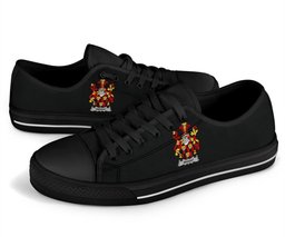 Irish Wiggat Coat of Arms Family Crest Ireland Low Top Shoes (Women's/Men's) Black/ White Irish Shoes