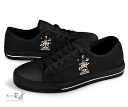 Irish Verner Coat of Arms Family Crest Ireland Low Top Shoes (Women's/Men's) Black/ White Irish Shoes