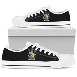 Irish Orpen Coat of Arms Family Crest Ireland Low Top Shoes (Women's/Men's) Black/ White Irish Shoes