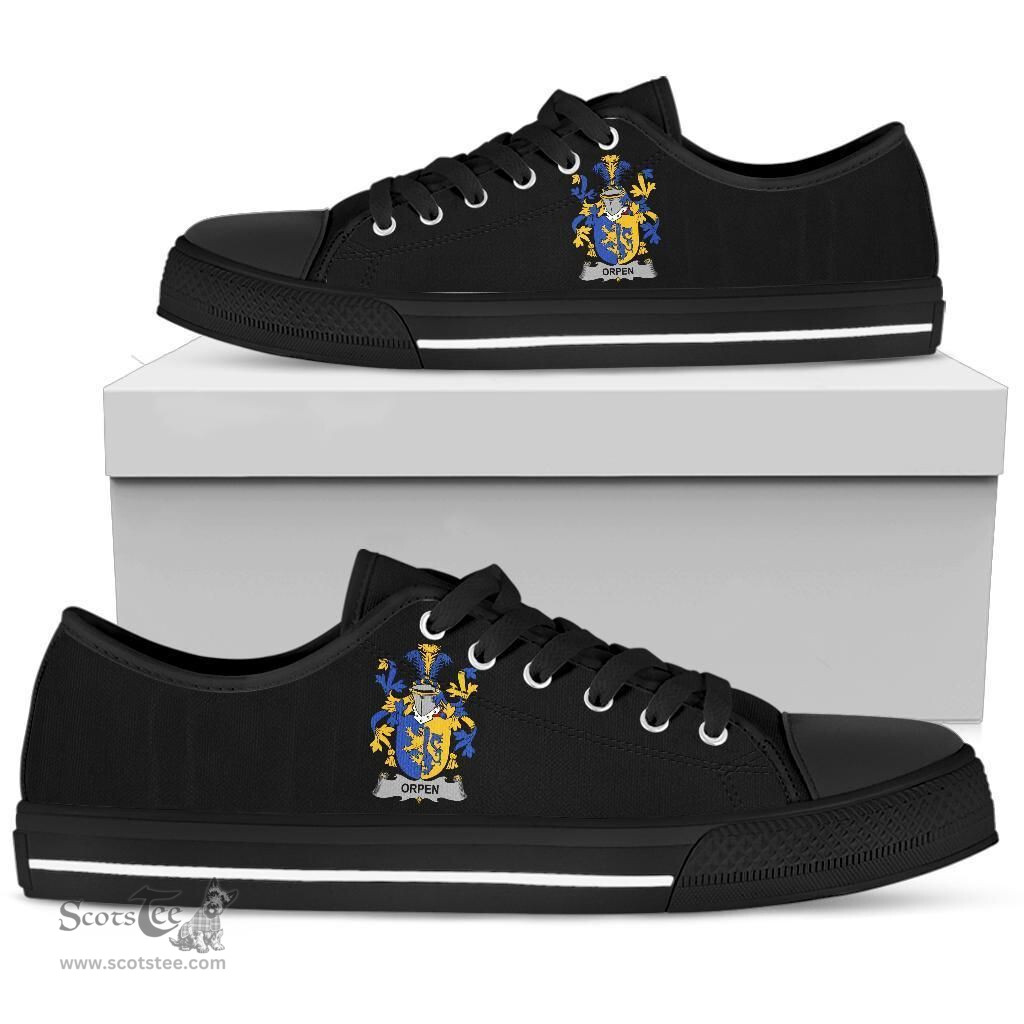 Irish Orpen Coat of Arms Family Crest Ireland Low Top Shoes (Women's/Men's) Black/ White Irish Shoes