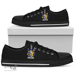 Irish Orpen Coat of Arms Family Crest Ireland Low Top Shoes (Women's/Men's) Black/ White Irish Shoes
