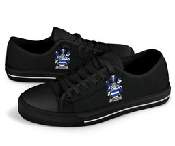 Irish Peppard Coat of Arms Family Crest Ireland Low Top Shoes (Women's/Men's) Black/ White Irish Shoes