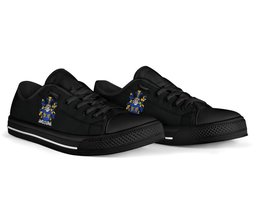Irish Trehy or O'Trehy Coat of Arms Family Crest Ireland Low Top Shoes (Women's/Men's) Black/ White Irish Shoes