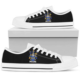 Irish Trehy or O'Trehy Coat of Arms Family Crest Ireland Low Top Shoes (Women's/Men's) Black/ White Irish Shoes