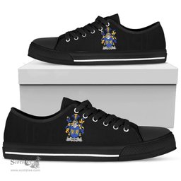 Irish Trehy or O'Trehy Coat of Arms Family Crest Ireland Low Top Shoes (Women's/Men's) Black/ White Irish Shoes