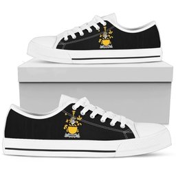 Irish Owgan Coat of Arms Family Crest Ireland Low Top Shoes (Women's/Men's) Black/ White Irish Shoes