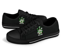 Irish Quirke or O'Quirke Coat of Arms Family Crest Ireland Low Top Shoes (Women's/Men's) Black/ White Irish Shoes