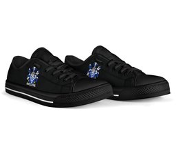 Irish Topping Coat of Arms Family Crest Ireland Low Top Shoes (Women's/Men's) Black/ White Irish Shoes