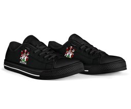 Irish Webster Coat of Arms Family Crest Ireland Low Top Shoes (Women's/Men's) Black/ White Irish Shoes