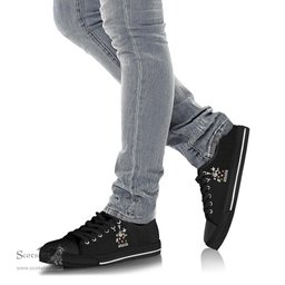 Irish Woodford Coat of Arms Family Crest Ireland Low Top Shoes (Women's/Men's) Black/ White Irish Shoes