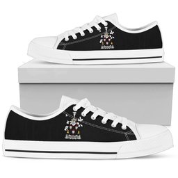 Irish Woodford Coat of Arms Family Crest Ireland Low Top Shoes (Women's/Men's) Black/ White Irish Shoes