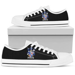 Irish Shearman Coat of Arms Family Crest Ireland Low Top Shoes (Women's/Men's) Black/ White Irish Shoes