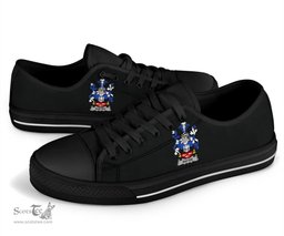 Irish Rafter Coat of Arms Family Crest Ireland Low Top Shoes (Women's/Men's) Black/ White Irish Shoes