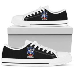 Irish Rafter Coat of Arms Family Crest Ireland Low Top Shoes (Women's/Men's) Black/ White Irish Shoes
