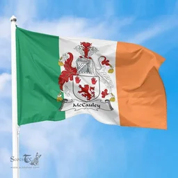 Irish McCauley Ireland Flag and Irish Family Crest Green, White and Orange Flags