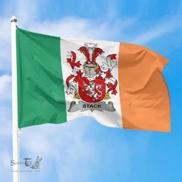 Irish Stack Ireland Flag and Irish Family Crest Green, White and Orange Flags