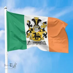 Irish Ewers Ireland Flag and Irish Family Crest Green, White and Orange Flags