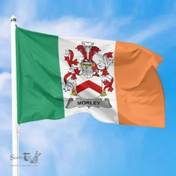 Irish Morley Ireland Flag and Irish Family Crest Green, White and Orange Flags