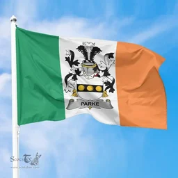 Irish Parke Ireland Flag and Irish Family Crest Green, White and Orange Flags
