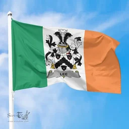 Irish Leech Ireland Flag and Irish Family Crest Green, White and Orange Flags