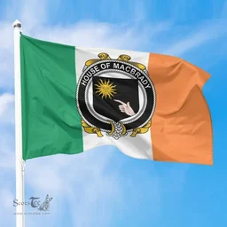 Irish House of MACBRADY Ireland Flag and Irish Family Crest Green, White and Orange Flags