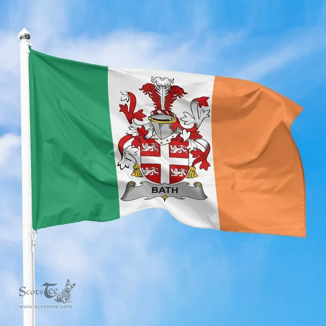 Irish Bath Ireland Flag and Irish Family Crest Green, White and Orange Flags