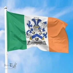 Irish Durrant Ireland Flag and Irish Family Crest Green, White and Orange Flags