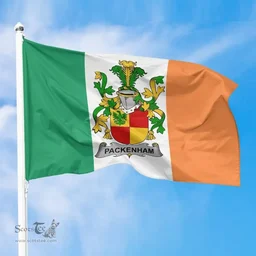 Irish Packenham Ireland Flag and Irish Family Crest Green, White and Orange Flags