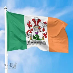 Irish Webster Ireland Flag and Irish Family Crest Green, White and Orange Flags