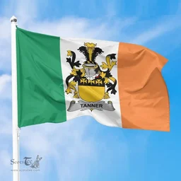 Irish Tanner Ireland Flag and Irish Family Crest Green, White and Orange Flags