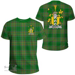 Irish Beatty or Betagh Coat of Arms Family Crest Ireland T Shirt Irish National Tartan Irish County T Shirts