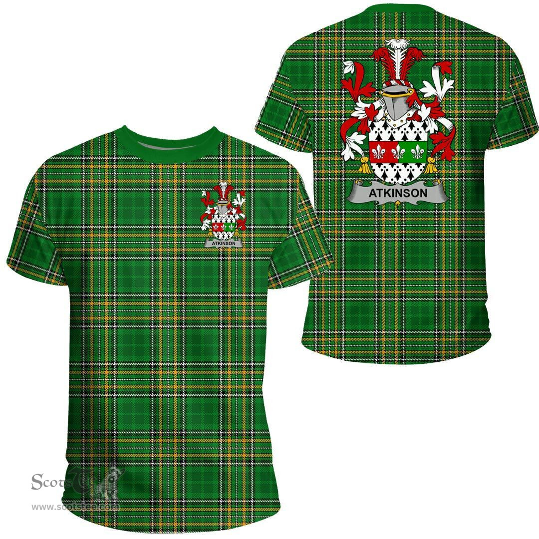 Irish Atkinson Coat of Arms Family Crest Ireland T Shirt Irish National Tartan Irish County T Shirts