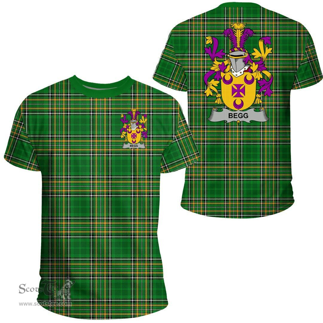 Irish Begg Coat of Arms Family Crest Ireland T Shirt Irish National Tartan Irish County T Shirts