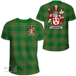 Irish Carkham Coat of Arms Family Crest Ireland T Shirt Irish National Tartan Irish County T Shirts