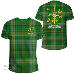 Irish Bury or Berry Coat of Arms Family Crest Ireland T Shirt Irish National Tartan Irish County T Shirts