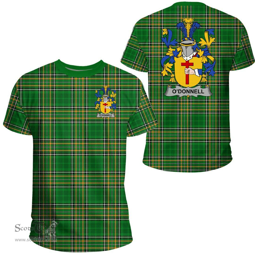 Irish Donnell or O'Donnell Coat of Arms Family Crest Ireland T Shirt Irish National Tartan Irish County T Shirts