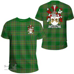Irish Collins Coat of Arms Family Crest Ireland T Shirt Irish National Tartan Irish County T Shirts