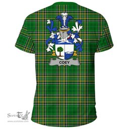 Irish Coey or McCoey Coat of Arms Family Crest Ireland T Shirt Irish National Tartan Irish County T Shirts