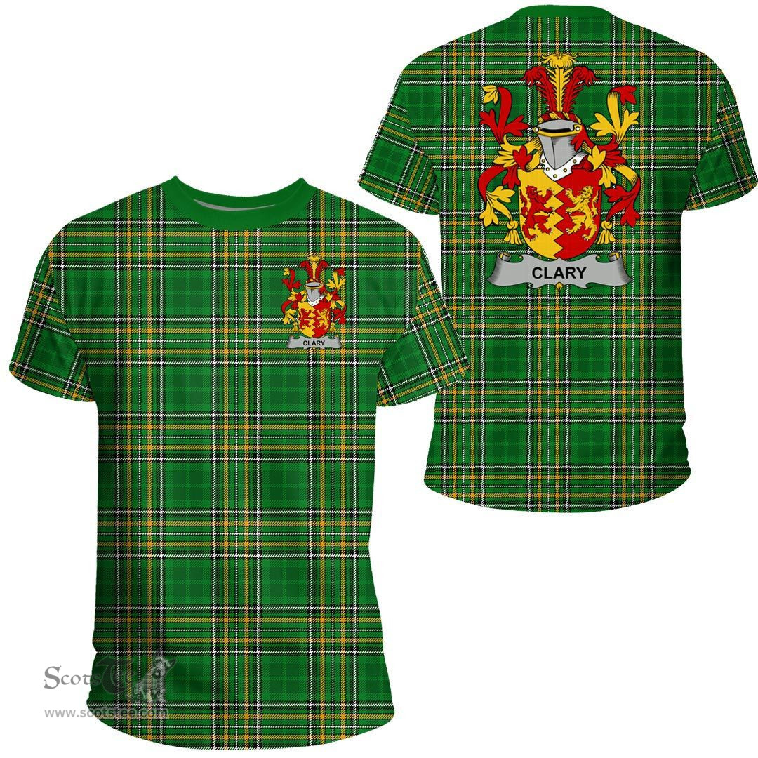 Irish Clary or O'Clary. Coat of Arms Family Crest Ireland T Shirt Irish National Tartan Irish County T Shirts