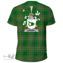 Irish Droney or O'Droney Coat of Arms Family Crest Ireland T Shirt Irish National Tartan Irish County T Shirts