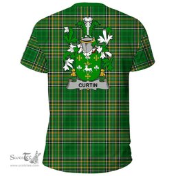 Irish Curtin or McCurtin Coat of Arms Family Crest Ireland T Shirt Irish National Tartan Irish County T Shirts